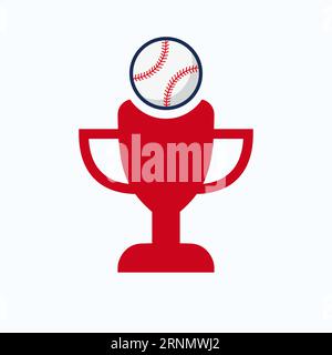 Concept de logo de trophée de championnat de baseball avec icône de baseball et de trophée Illustration de Vecteur