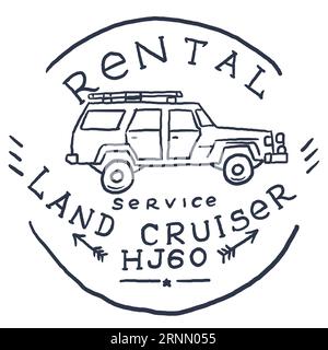 Voiture de location de voiture Vintage logo étiquette dessinée à la main. Vecteur Illustration de Vecteur