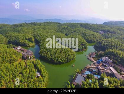 170622 -- YIBIN, 22 juin 2017 -- une photo prise le 21 juin 2017 montre le paysage du site pittoresque de la mer de bambou à Yibin, dans la province du Sichuan du sud-ouest de la Chine. La mer de bambou, qui est de 600-1,002 mètres au-dessus du niveau de la mer, est bien connue pour ses forêts de bambous et sa belle vue. Wyo CHINE-SICHUAN-YIBIN-BAMBOO MER CN LiuxKun PUBLICATIONxNOTxINxCHN Banque D'Images