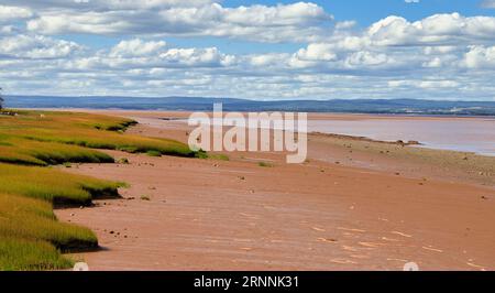 La rivière Shubenacadie s'étend sur 72 kilomètres du lac Grand à Maitland, où elle pénètre dans le bassin Minas de la baie de Fundy, en Nouvelle-Écosse, au Canada Banque D'Images