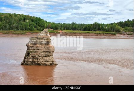 La rivière Shubenacadie, en Nouvelle-Écosse, s'étend sur 72 kilomètres (45 milles) , où elle pénètre dans le bassin Minas de la baie de Fundy, sur la côte est du Canada Banque D'Images