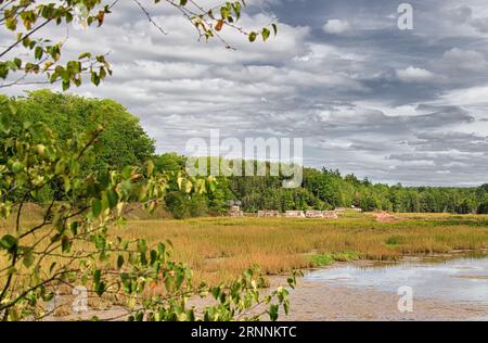 La rivière Shubenacadie s'étend sur 72 kilomètres du lac Grand à Maitland, où elle pénètre dans le bassin Minas de la baie de Fundy, en Nouvelle-Écosse, au Canada Banque D'Images