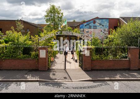 Jardin républicain irlandais du souvenir, sur la Falls Road à Belfast, en Irlande du Nord. Banque D'Images