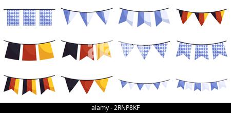 Guirlande de bandoulière avec des drapeaux dans des couleurs traditionnelles. Allemagne, Bavière, Munich couleur Illustration de Vecteur