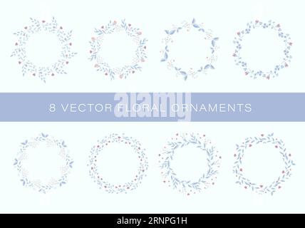 Ensemble d'ornements floraux vectoriels pour cartes de voeux, invitations, bannières, affiches, brochures. Conception de vignette avec des plantes. Illustration créative avec t Illustration de Vecteur