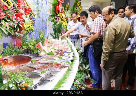 (170829) -- HO CHI MINH VILLE, 29 août 2017 -- les visiteurs regardent les fruits de mer frais exposés à l'exposition internationale des pêches du Vietnam 2017 à Ho Chi Minh ville, Vietnam, 29 août 2017.) (yk) VIETNAM-HO CHI MINH CITY-VIETFISH 2017 HoangxThixHuong PUBLICATIONxNOTxINxCHN Ho Chi Minh City août 29 2017 les visiteurs regardent LES fruits de mer frais exposés À l'exposition internationale des pêches du Vietnam 2017 à Ho Chi Minh City Vietnam août 29 2017 YK Vietnam Ho Chi Minh City 2017 PUBLICATIONxNOTxINxCHN Banque D'Images