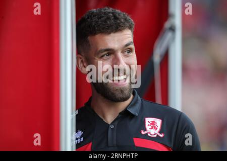 Middlesbrough, Royaume-Uni. 02 septembre 2023. Tommy Smith #2 de Middlesbrough avant le Sky Bet Championship Match Middlesbrough vs Queens Park Rangers au Riverside Stadium, Middlesbrough, Royaume-Uni, le 2 septembre 2023 (photo de James Heaton/News Images) à Middlesbrough, Royaume-Uni le 9/2/2023. (Photo de James Heaton/News Images/Sipa USA) crédit : SIPA USA/Alamy Live News Banque D'Images