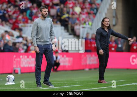 Middlesbrough, Royaume-Uni. 02 septembre 2023. Michael Carrick Manager de Middlesbrough lors du match du championnat Sky Bet Middlesbrough vs Queens Park Rangers au Riverside Stadium, Middlesbrough, Royaume-Uni, le 2 septembre 2023 (photo de James Heaton/News Images) à Middlesbrough, Royaume-Uni le 9/2/2023. (Photo de James Heaton/News Images/Sipa USA) crédit : SIPA USA/Alamy Live News Banque D'Images