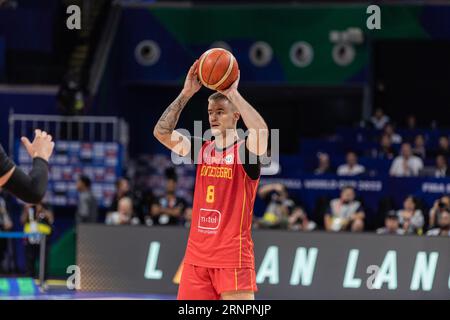 Manille, Philippines. 01 septembre 2023. Dino Radoncic du Monténégro a été vu en action lors du deuxième tour de la coupe du monde de basket-ball FIBA 2023 entre les États-Unis et le Monténégro au Mall of Asia Arena-Manille. Score final ; États-Unis 85:73 Monténégro. (Photo Nicholas Muller/SOPA Images/Sipa USA) crédit : SIPA USA/Alamy Live News Banque D'Images