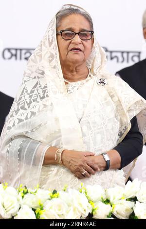 Dhaka, Bangladesh - 01 septembre 2023 : le Premier ministre Sheikh Hasina échange ses salutations avec les dirigeants du parti et les travailleurs lors d'un rassemblement à Suhrawardy Udya Banque D'Images