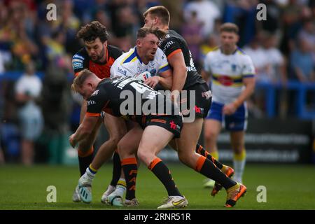 Warrington, Royaume-Uni. 02 septembre 2023. *Aucun moyen pour Matty Ashton de Warrington ** lors du match de Super League entre Warrington Wolves et Castleford au stade Halliwell Jones, Warrington, Royaume-Uni, le 2 septembre 2023. Photo de Simon Hall. Usage éditorial uniquement, licence requise pour un usage commercial. Aucune utilisation dans les Paris, les jeux ou les publications d'un seul club/ligue/joueur. Crédit : UK Sports pics Ltd/Alamy Live News Banque D'Images