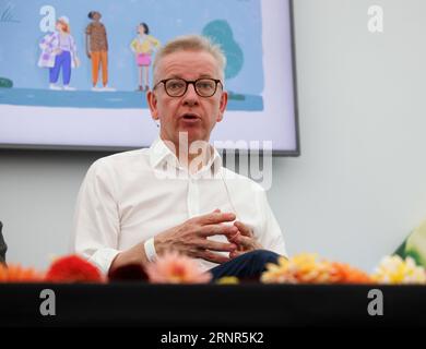 Londres, Royaume-Uni. 2 septembre 2023. Secrétaire d'État chargé du nivellement, du logement et des collectivités. Michael Gove, parle au FT Weekend Festival. Il discute des questions de logement. Crédit : Mark Thomas/Alamy Live News Banque D'Images