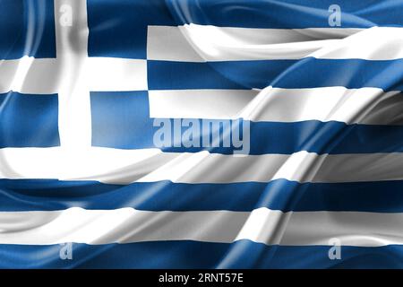 Drapeau de Grèce - drapeau de tissu ondulant réaliste Banque D'Images