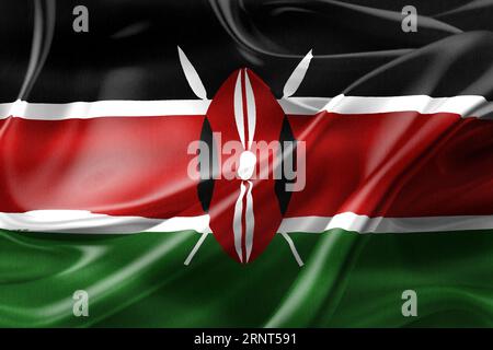 Drapeau du Kenya - drapeau en tissu ondulant réaliste Banque D'Images