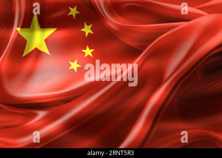 Drapeau de la Chine - drapeau de tissu ondulant réaliste Banque D'Images