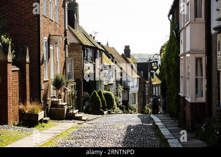 Rue avec vieilles maisons à Rye, East Sussex, Angleterre, Royaume-Uni Banque D'Images