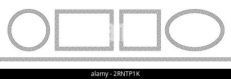 Motif grec. Cadre en ellipse romaine. Contour de la frontière de la grèce isolé sur fond blanc. Bordure ronde greec pour les impressions de conception. Circulaire antique Illustration de Vecteur