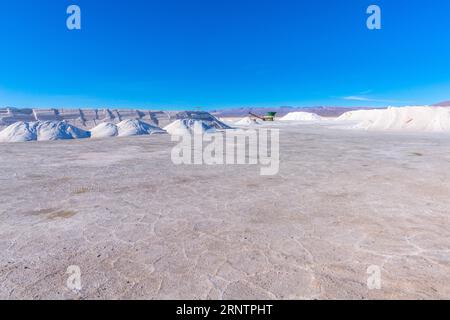 800 km carrés désert de sel Salinas grandes, poêle à sel, mines de sel, montagnes de sel, plaine, montagnes, lithium, matière première, précieux, métal léger, sodium Banque D'Images