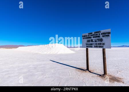 800 km2 désert de sel Salinas grandes, saline pan, mines de sel, montagne de sel, plaine, montagnes, lithium, matière première, précieux, métal léger, sodium Banque D'Images