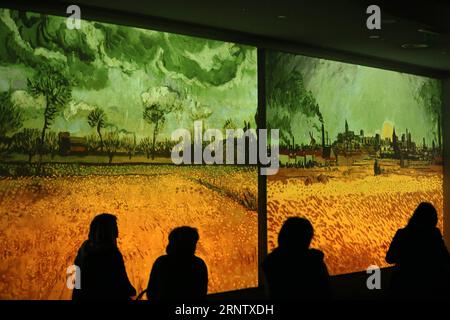 (171122) -- ATHÈNES, 22 novembre 2017 -- les gens visitent l'exposition multimédia Van Gogh Alive à la salle de concert Megaron à Athènes, Grèce, le 21 novembre 2017.) (zf) GREECE-ATHENS-CULTURE-VAN GOGH MariosxLolos PUBLICATIONxNOTxINxCHN Banque D'Images