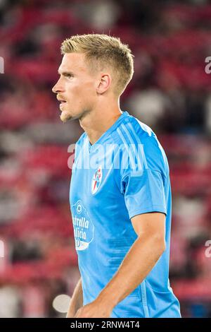 Almeria, Espagne. 01 septembre 2023. ALMERIA, ESPAGNE - SEPTEMBRE 1 : Carl Starfelt du RC Celta de Vigo au début du match entre UD Almeria et RC Celta de Vigo de la Liga EA Sports le 1 septembre 2023 au Power Horse Stadium à Almeria, Espagne. (Photo de Samuel Carreño/ crédit : PX Images/Alamy Live News Banque D'Images