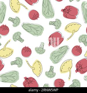 Vecteur assortiment de légumes modèle sans couture sur un fond blanc. Illustration de Vecteur