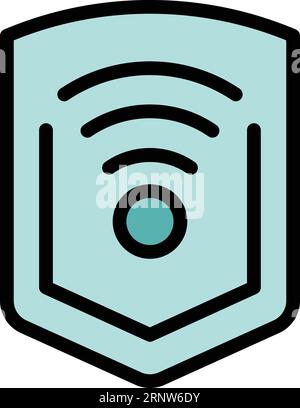 Vecteur de contour d'icône sécurisé WiFi. Système serveur. Sécurité Internet couleur plat Illustration de Vecteur
