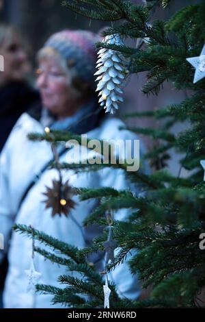 (171206) -- FRANCFORT, le 6 décembre 2017 -- les gens visitent l'exposition de Noël au Palm Garden de Francfort, Allemagne, le 5 décembre 2016.) (Zjy) ALLEMAGNE-FRANCFORT-NOËL EXPO LuoxHuanhuan PUBLICATIONxNOTxINxCHN Banque D'Images