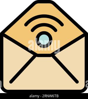 Vecteur de contour d'icône de courrier sécurisé. Système en ligne. Sécurité Internet couleur plat Illustration de Vecteur