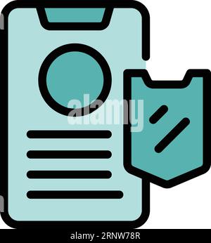 Vecteur de contour d'icône sécurisé du téléphone. Internet privé. Serveur d'accès couleur plat Illustration de Vecteur