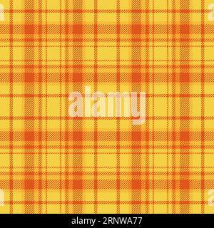 Textile de tissu vecteur de fond sans couture de motif avec un tartan à carreaux de texture vérifier dans les couleurs orange et jaune. Illustration de Vecteur