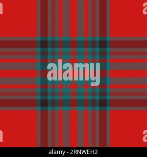 Texture à carreaux sans couture de textile de tissu de motif avec un fond vectoriel de tartan en couleurs rouge et cyan. Illustration de Vecteur