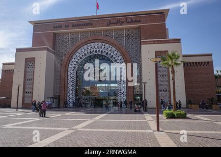 Marrakech, Maroc - 9 février 2023 : Gare de Marrakech, gare centrale de Marrakech Banque D'Images