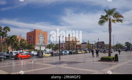 Marrakech, Maroc - 9 février 2023 : place de la Gare, place centrale en face de la gare de Marrakech Banque D'Images