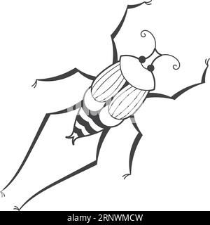 Icône de ligne noire Beetle. Dessin d'insectes Illustration de Vecteur