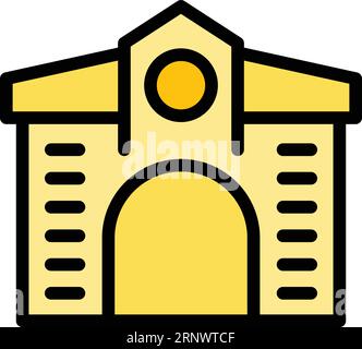 Vecteur de contour d'icône de paysage de Cracovie. Vernis de ville. Couleur numérique de la route à plat Illustration de Vecteur
