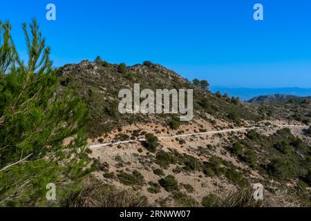 Route vers le mont Calamorro, près de Malaga sur la Costa del sol en Espagne Banque D'Images