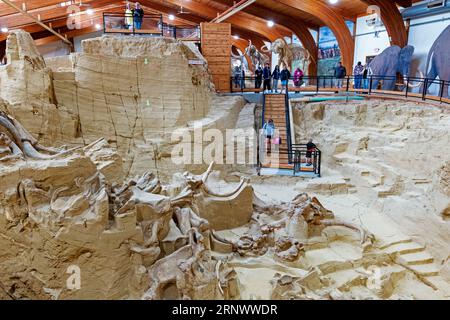 Les visiteurs voient le site Mammoth ; musée et site paléontologique ; Hot Springs ; Dakota du Sud ; États-Unis Banque D'Images