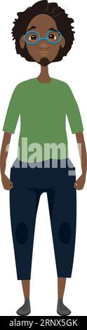 Jeune homme noir en lunettes. Un homme urbain moderne Illustration de Vecteur