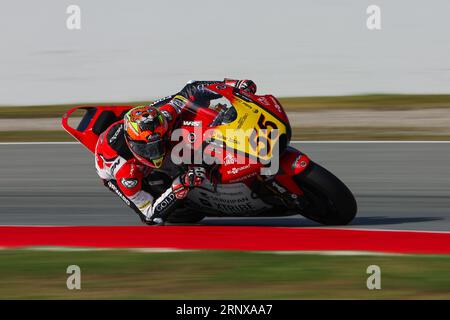 Barcelone, Espagne. 1 septembre 2023. Yeray Ruiz d'Espagne de l'équipe Forward avec Forward lors de la pratique de Moto2 Gran Premi Energi Monster de Catalunya au circuit de Barcelona-Catalunya à Barcelone. (Image de crédit : © David Ramirez/DAX via ZUMA Press Wire) USAGE ÉDITORIAL SEULEMENT! Non destiné à UN USAGE commercial ! Banque D'Images
