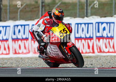 Barcelone, Espagne. 1 septembre 2023. Yeray Ruiz d'Espagne de l'équipe Forward avec Forward lors de la pratique de Moto2 Gran Premi Energi Monster de Catalunya au circuit de Barcelona-Catalunya à Barcelone. (Image de crédit : © David Ramirez/DAX via ZUMA Press Wire) USAGE ÉDITORIAL SEULEMENT! Non destiné à UN USAGE commercial ! Banque D'Images