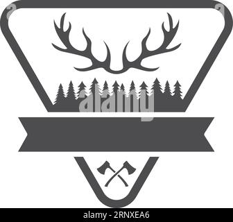 Emblème de camping en plein air. Logo noir Forest Travel Illustration de Vecteur