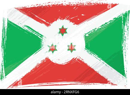 Drapeau national du Burundi créé dans la peinture de grunge, style Illustration de Vecteur