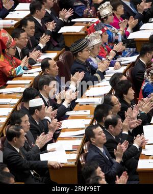 (180305) -- BEIJING, le 5 mars 2018 -- la première session du 13e Congrès populaire national s ouvre au Grand Hall du peuple à Beijing, capitale de la Chine, le 5 mars 2018. (DEUX SESSIONS)CHINE-BEIJING-NPC-OPENING (CN) WANGXYE PUBLICATIONXNOTXINXCHN Banque D'Images