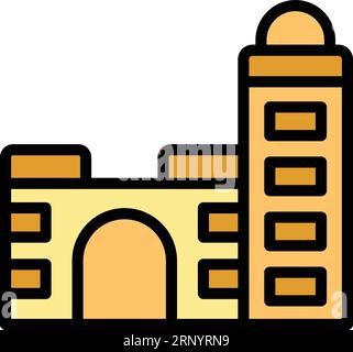 Vecteur de contour d'icône de ville casablanca. Voyage en Afrique. Monument de repère couleur plat Illustration de Vecteur