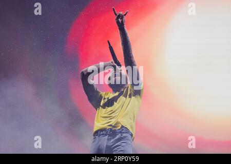Sao Paulo, Brésil. 03 septembre 2023. SP - SAO PAULO - 09/02/2023 - SAO PAULO, LA VILLE 2023 - Post Malone lors d'un spectacle sur la scène Skyline ce samedi (02) à la première édition du festival de musique de la ville, à l'Interlagos Racetrack de Sao Paulo, où ils sont un public de 500 000 personnes est attendu sur les 5 jours du festival. Photo : Ettore Chiereguini/AGIF crédit : AGIF/Alamy Live News Banque D'Images