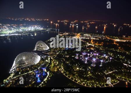 (180611) -- SINGAPOUR, 11 juin 2018 -- la photo prise le 8 juin 2018 montre une vue nocturne de Singapour. La rencontre tant attendue entre le président américain Donald Trump et Kim Jong un, haut dirigeant de la République populaire démocratique de Corée (RPDC), commencera ici mardi. (djj) SINGAPOUR-États-Unis-RPDC-RÉUNION QinxQing PUBLICATIONxNOTxINxCHN Banque D'Images