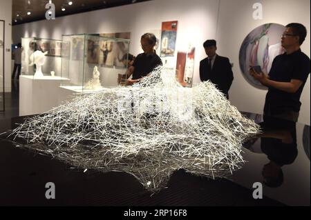 (180612) -- BEIJING, 12 juin 2018 -- visite d'une exposition de diplômés de premier cycle de l'Académie des arts et du design de l'Université Tsinghua à Beijing, capitale de la Chine, le 12 juin 2018. Plus de 500 pièces (ensembles) d'œuvres ont été exposées à l'exposition. )(MCG) CHINA-BEIJING-TSINGHUA UNIVERSITY-ACADEMY OF ARTS & DESIGN-GRADUATION EXHIBITION (CN) LUOXXIAOGUANG PUBLICATIONXNOTXINXCHN Banque D'Images