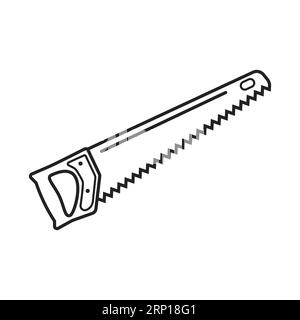 Icône vectorielle de scie à main dans un style plat. Illustration d'élément du concept de bâtiment, trait isolé sur fond blanc Illustration de Vecteur