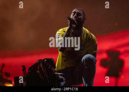 Sao Paulo, Brésil. 03 septembre 2023. SP - SAO PAULO - 09/02/2023 - SAO PAULO, LA VILLE 2023 - Post Malone lors d'un spectacle sur la scène Skyline ce samedi (02) à la première édition du festival de musique de la ville, à l'Interlagos Racetrack de Sao Paulo, où ils sont un public de 500 000 personnes est attendu sur les 5 jours du festival. Photo : Ettore Chiereguini/AGIF crédit : AGIF/Alamy Live News Banque D'Images